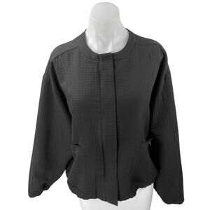 New Balance Women's Black Long Sleeve Crew Neck Pocket Cocoon Coat Jacket Size M